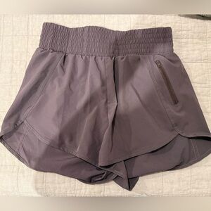 Plum Athletic Shorts with Zipper Pocket
